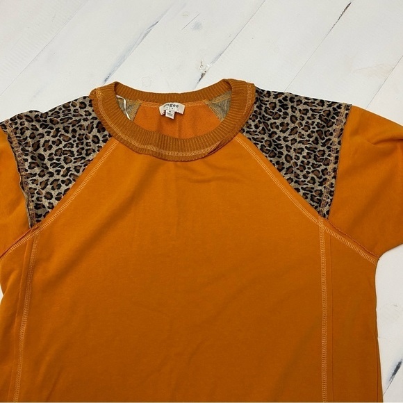 Umgee French Terry, animal print raw edge detail tunic with side slits medium - Picture 10 of 14
